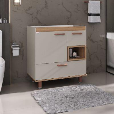 Gabinete para Banheiro MDF/MDP Mariana Jade Nude/Catedral 78cm C-Linea