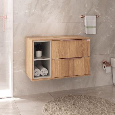 Gabinete para Banheiro Suspenso MDF/MDP Livia Nude 78cm C-Linea