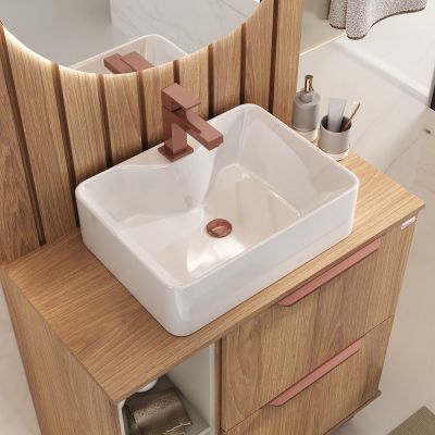 Cuba para Banheiro de Apoio Retangular Stella Branco 45,5x34,5cm C-linea