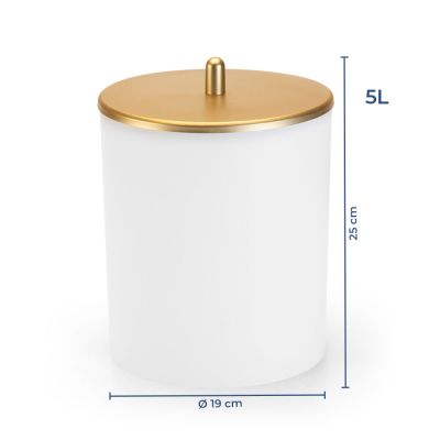 Lixeira Com Tampa 5l Redondo Branco Dourado Arthi