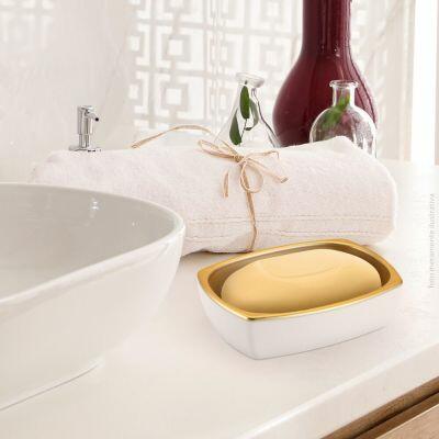 Saboneteira de Mesa Arthi Branco Dourado Arthi