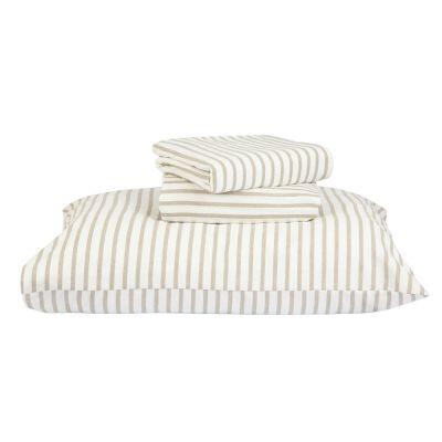 Jogo de Cama Solteiro 180 Fios Mescla Cinza/Branco Listra Casa&Ideia