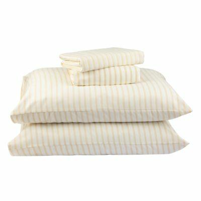Jogo de Cama Casal Mescla 180 Fios Branco/Bege Listra Casa&Ideia