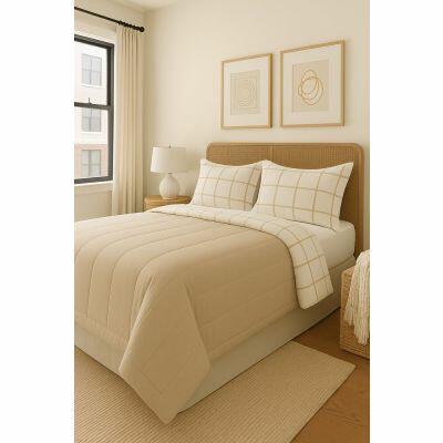 Jogo de Cama Solteiro 180 Fios Listras Preto Branco Casa&Ideia