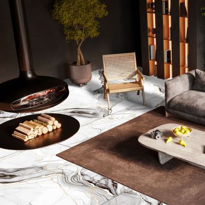 Piso Cerâmico Bianco Supreme Marmorizado Retificado Polido 82x82cm Ilhabella