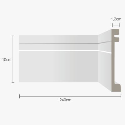 Moldura Rodap&eacute; Ecopremium Frisado Branco 2,4mx10cm EcomexBrasil