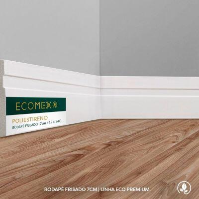 Moldura Rodapé Ecopremium Frisado Branco 2,4mx7cm Ecomex Brasil
