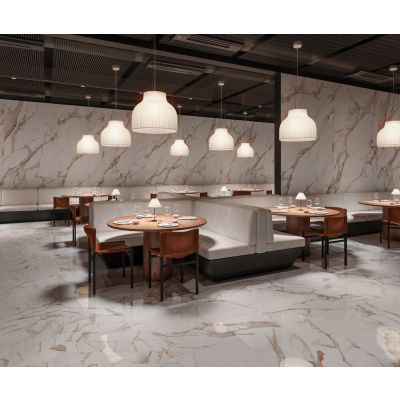 Porcelanato Calacatta Oro Branco Retificado Acetinado 90x90cm Incepa