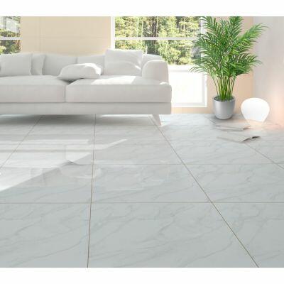 Piso Cerâmico Pr70871 Marmorizado Branco/bege Retificado Polido 70x70cm Ilhabella