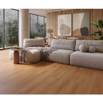 Piso Vinílico 23cm x 160cm Cumaru SPC Amarelo Click Vexa Acabamentos