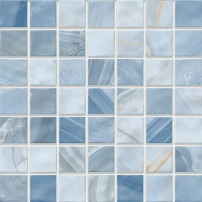 Piso Cerâmico Monterrey Brilhante Azul Agua Bold Brilhante 34x34cm Incefra