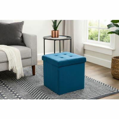 Puff Veludo Azul 38x38 Diagonal