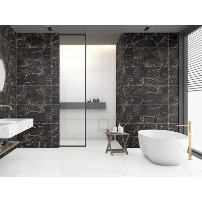 Piso 40cm x 75cm Pr40201 Brilhante Preto Branco Ret Extra Ilhabela