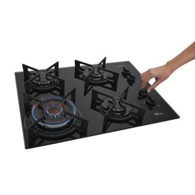 Cooktop Gas 4 Bocas Tripla Chama Fit Line Trempe Iron Bivolt Fischer