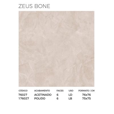 Porcelanato Polido 75cm x 75cm Zeus Bone Bege Polido Ret Extra Dora