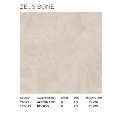 Porcelanato 76cm x 76cm Zeus Bone Bege Acetinado Ret Extra Dora
