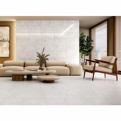 Porcelanato 61cm x 61cm Taj Mahal Off White Ret Extra Málaga