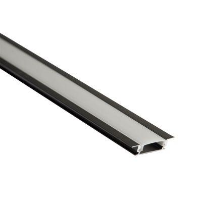 Perfil de Alumínio para Fita de LED Embutir 2M Preto Vitralux