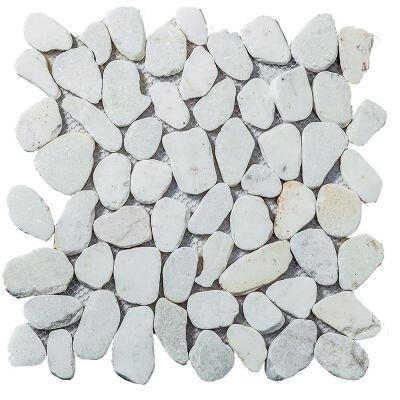 Seixo Plano Puro Branco 30,5x30,5cm Glass Mosaic