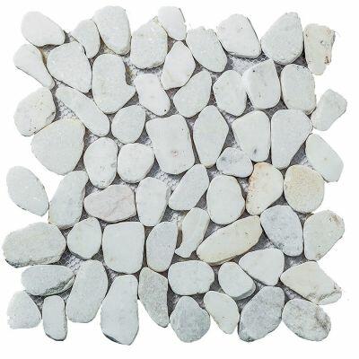 Seixo Plano Puro Branco 30,5x30,5cm Glass Mosaic