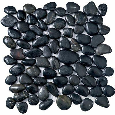 Seixo Polido Preto Brilho 30,5x30,5cm Glass Mosaic