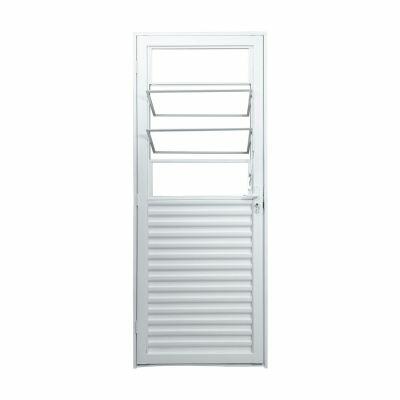 Porta de Abrir Alumínio 2,15M X 84CM R12 Basculante Standart Esquerda Branca CRV
