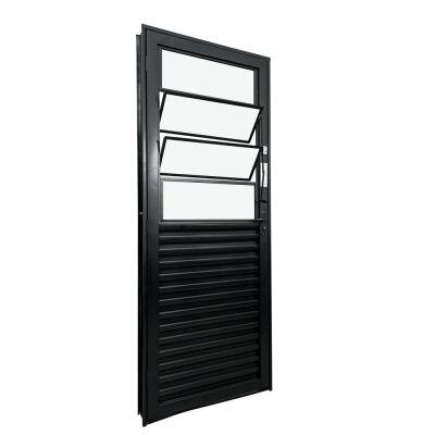 Porta de Abrir Alumínio 2,15M X 84CM R12 Basculante Standart Esquerda Preta CRV