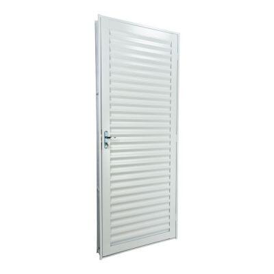 Porta de Abrir Alumínio 2,15M X 75CM R12 Laminada Veneziana Esquerda Branca CRV