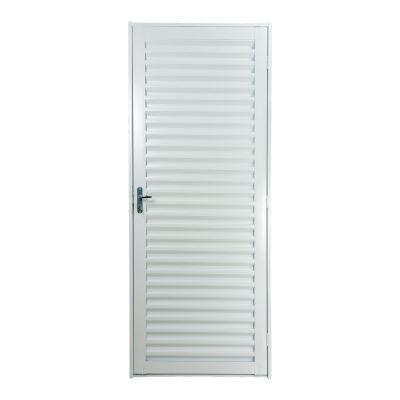 Porta de Abrir Alumínio 2,15M X 75CM R12 Laminada Veneziana Direita Branca CRV