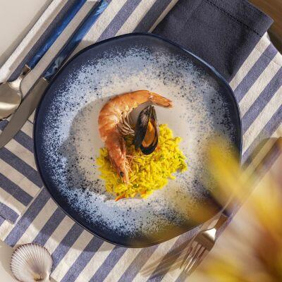 Jogo Jantar Ryo Azul e Branco 20 PEÇAS Oxford