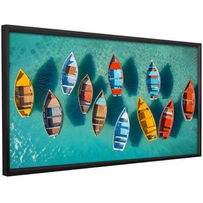Quadro 60CM X 80CM Barcos Verde Água Tropical Artes