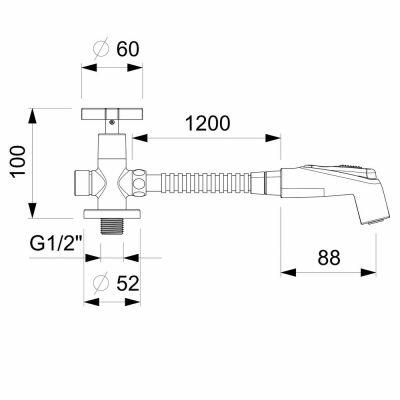 DUCHA HIG C/REG 1/2" UP CROMADO C/DERIV
