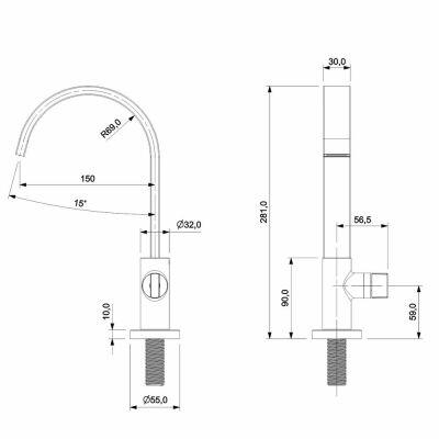 Torneira Lavatório Bica Alta Flow Preto Matte 1/4 Volta Celite