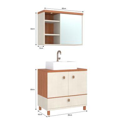 Gabinete para Banheiro 80cm Verona Cinamomo com Pés C-Linea