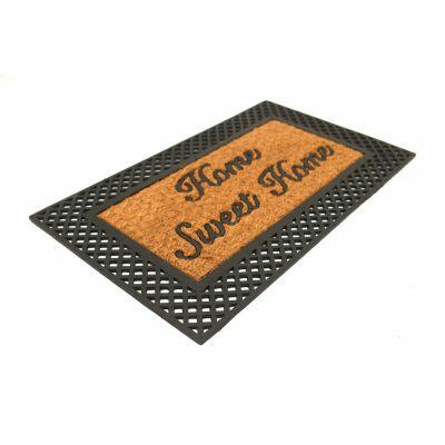 CAPACHO FIBRA DE COCO 45X75CM Home Sweet PRETO BEGE .