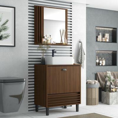 Gabinete com Espelheira Parati Nogal 60cm Móveis Sander