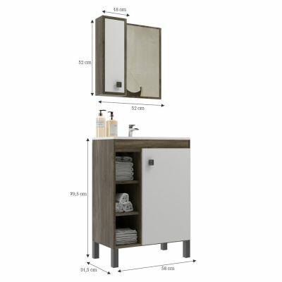 Gabinete com Espelheira Argélia Branco/Citra 60cm Móveis Sander