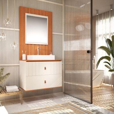 Espelheira para Banheiro MDF Catedral Dust Laqueado 53cm C-Linea