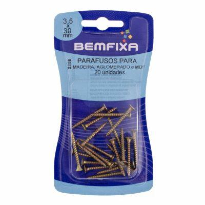 Parafuso de Ferro para Madeira Bemfixa 3,5x30mm Cabeça Chata 20 Peças 2308