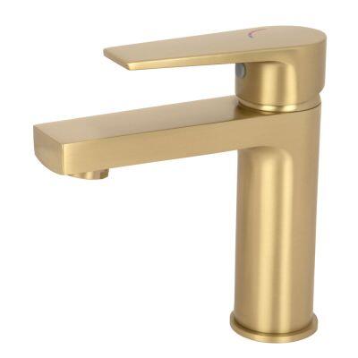 Torneira Misturador Monocomando para Banheiro de Mesa Bica Baixa Livo Gold Escovado Addra