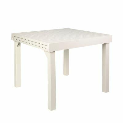 Mesa de Jantar para Jardim Extensível Siena Off White Alumínio Fascino