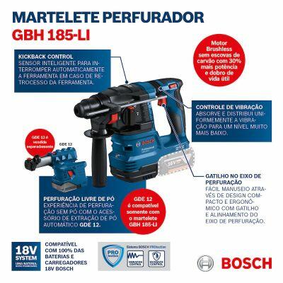Martelete 18v Gbh 185-li Sem Bateria Azul Bosch