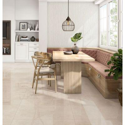 Piso Cerâmico Quebec Cetus Bege Areia  Retificado Polido 83x83 Málaga