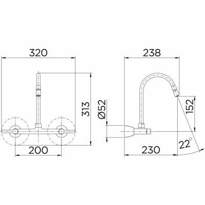 Torneira Misturador para Cozinha de Parede Bica Alta 1/2" Gali Cromado Docol