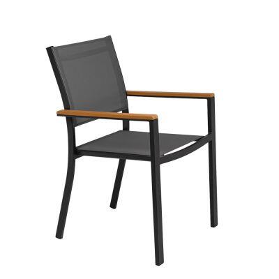 Cadeira Madrid Textilene Cinza Alumínio Preto Fascino