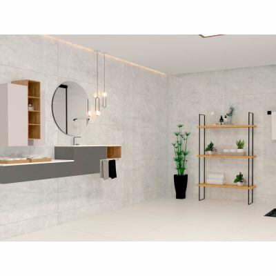 Piso Cerâmico Cristallo Branco Cinza  Retificado Polido Classe A 61x116cm Ilhabella
