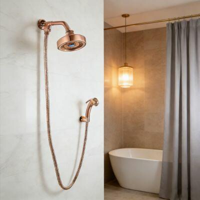 Chuveiro com Desviador Auto Limpante Livo 1/2" Rose Gold Escovado Addra