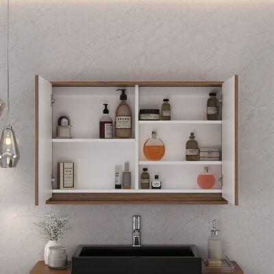 Espelheira para Banheiro MDF Gabriela Cacau 90cm C-Linea