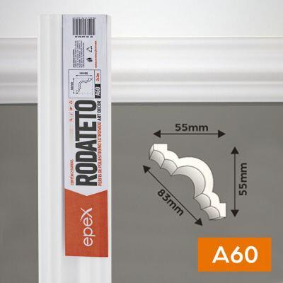 Moldura Rodateto 2 Peças A60 Art Decor 5,5cmx5,5cmx2m Branco Epex