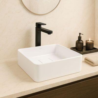 Cuba para Banheiro de Apoio Flow Quadrada Branco 40cm x 40cm Docol